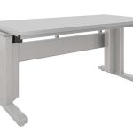Electric heavy duty workbench with laminate top and glider feet