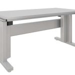 Electric height adjustable center justified workbench on feet