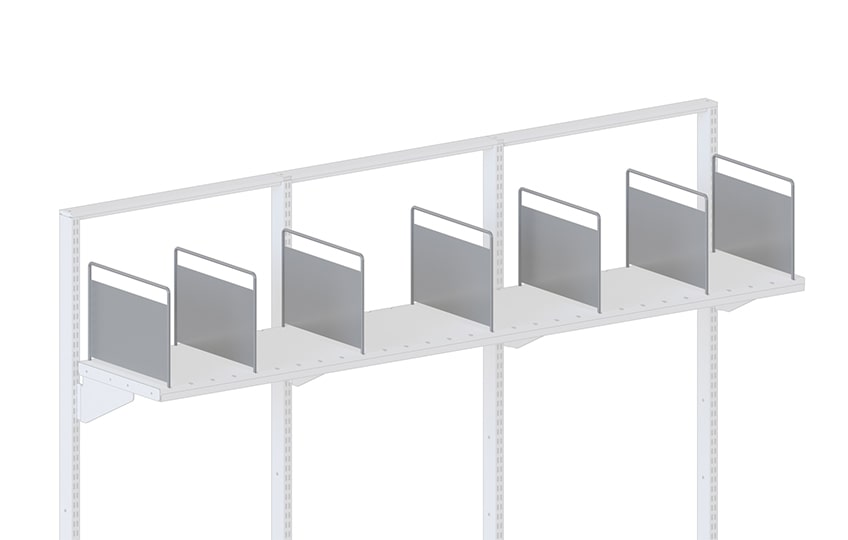 Corrugate storage shelf solid panel divider