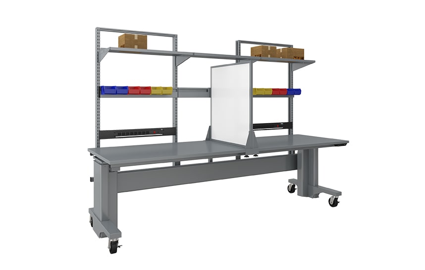 Click to enlarge heavy duty workbench with work surface divider